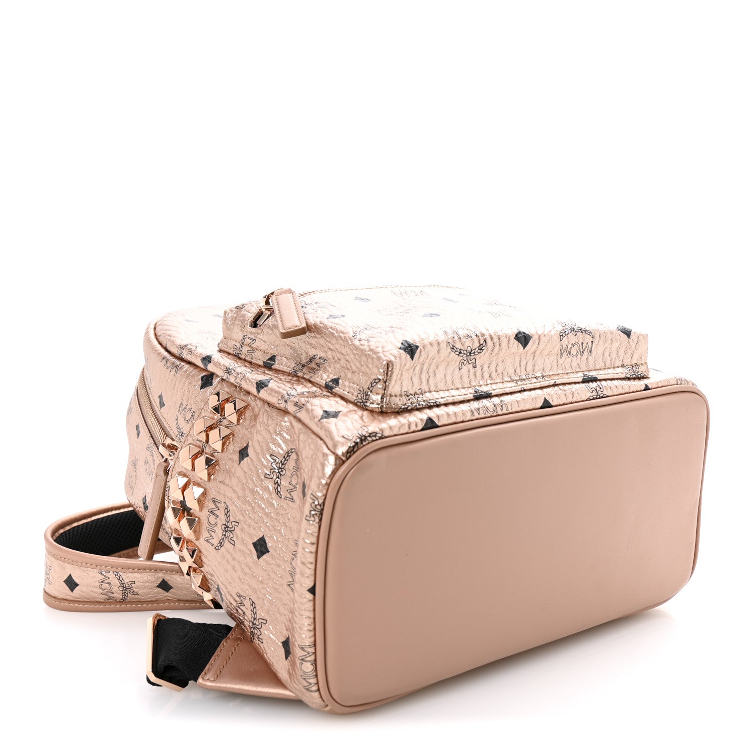 MCM Metallic Visetos Side Stud Small Stark Backpack Champagne Gold 4 of 10
