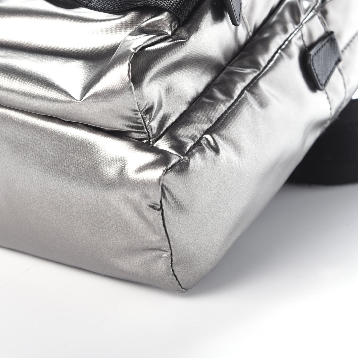 Metallic Tessuto Nylon Saffiano Sling Backpack Silver