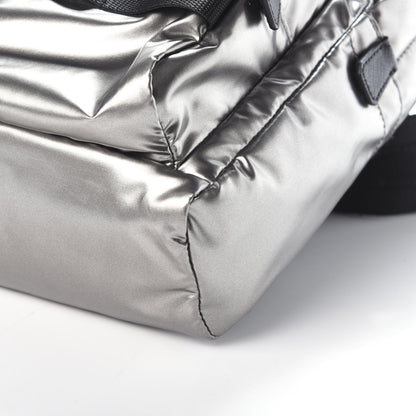 Prada Metallic Tessuto Nylon Saffiano Sling Backpack Silver 7 of 7