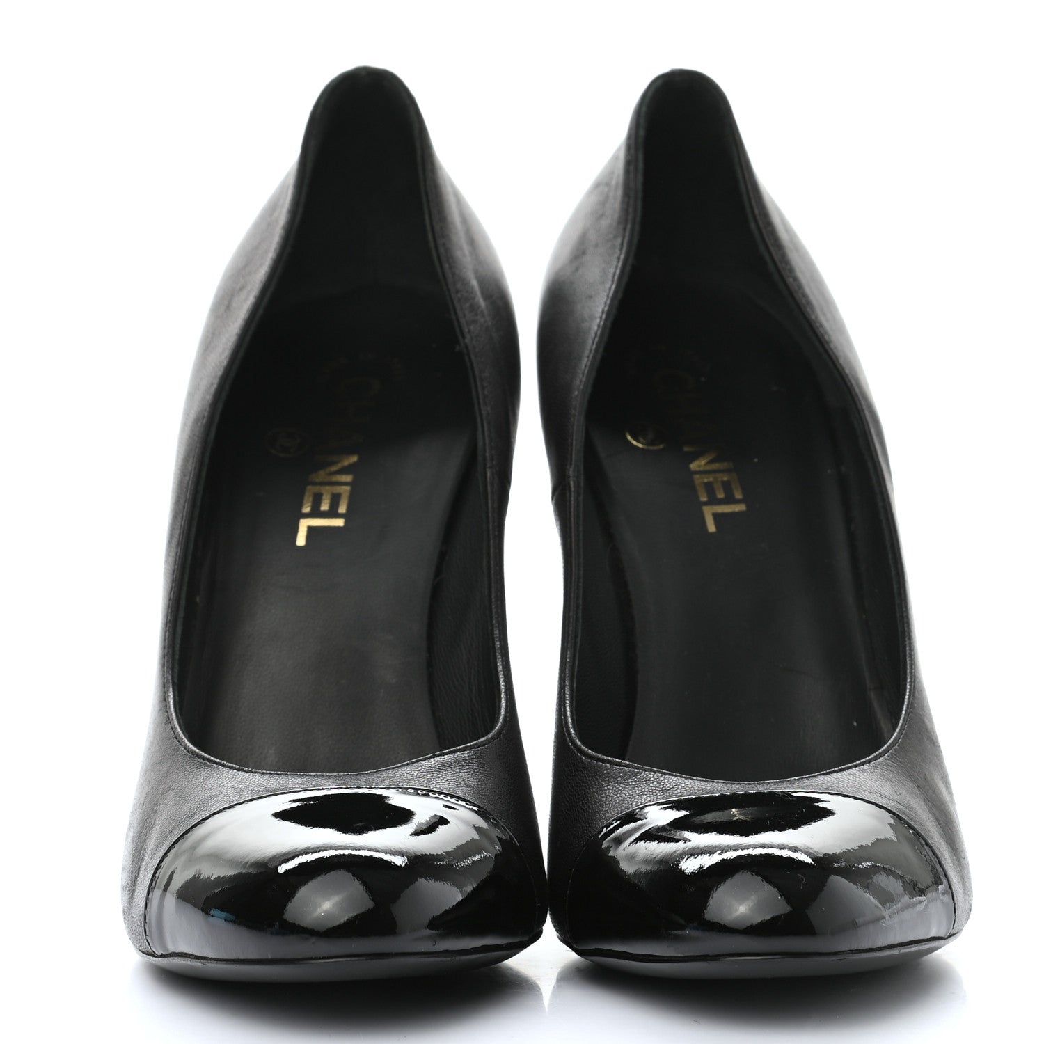 Chanel Lambskin Patent Cap Toe Escarpins CC Pumps 41 Black 2 of 10