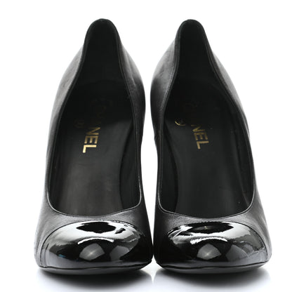Chanel Lambskin Patent Cap Toe Escarpins CC Pumps 41 Black 2 of 10