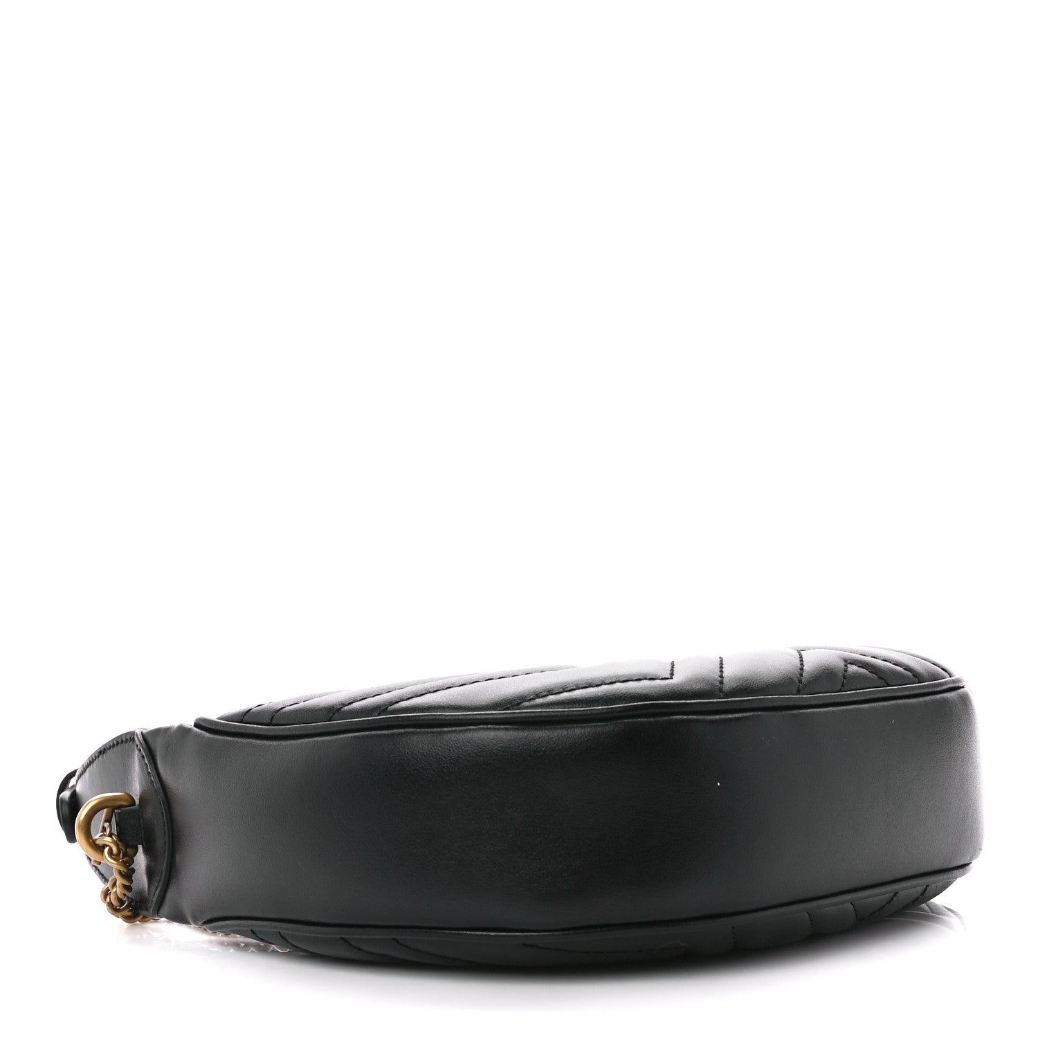 Gucci Calfskin Matelasse Chevron Mini GG Marmont Half Moon Hobo Black 4 of 11