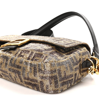 Fendi Vitello King Beaded Zucca Baguette Mogano Panna Ebano 8 of 9