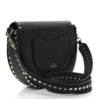 Valentino Garavani Calfskin Large Rockstud Halfmoon Saddle Bag Black 3 of 8