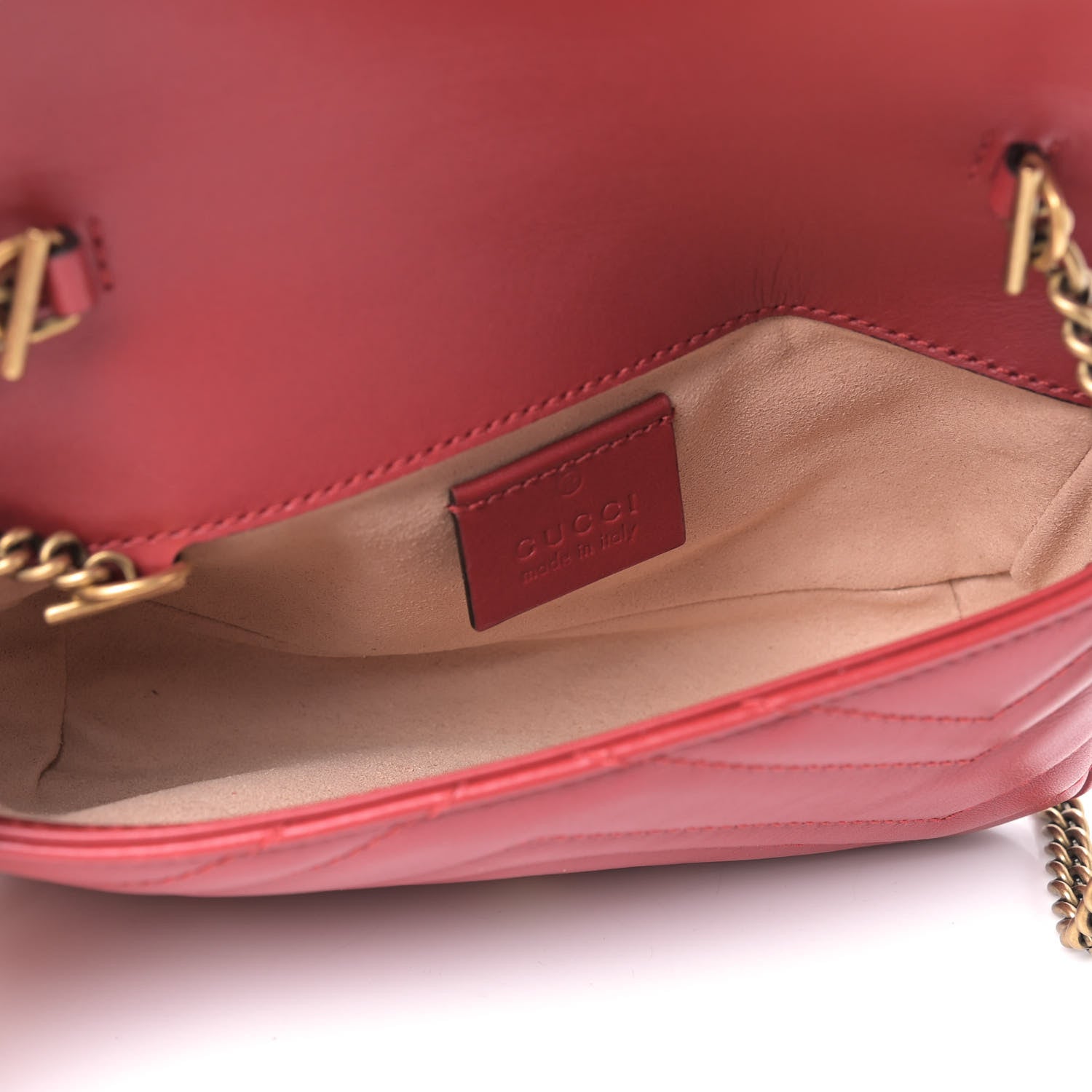 Gucci Calfskin Matelasse Super Mini GG Marmont Shoulder Bag Hibiscus Red 5 of 9
