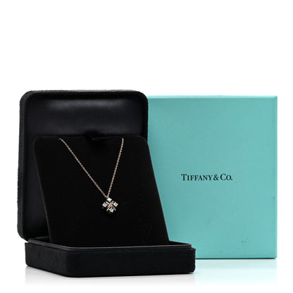 Tiffany 18K Rose Gold Platinum Diamond Schlumberger Lynn Pendant Necklace 5 of 5