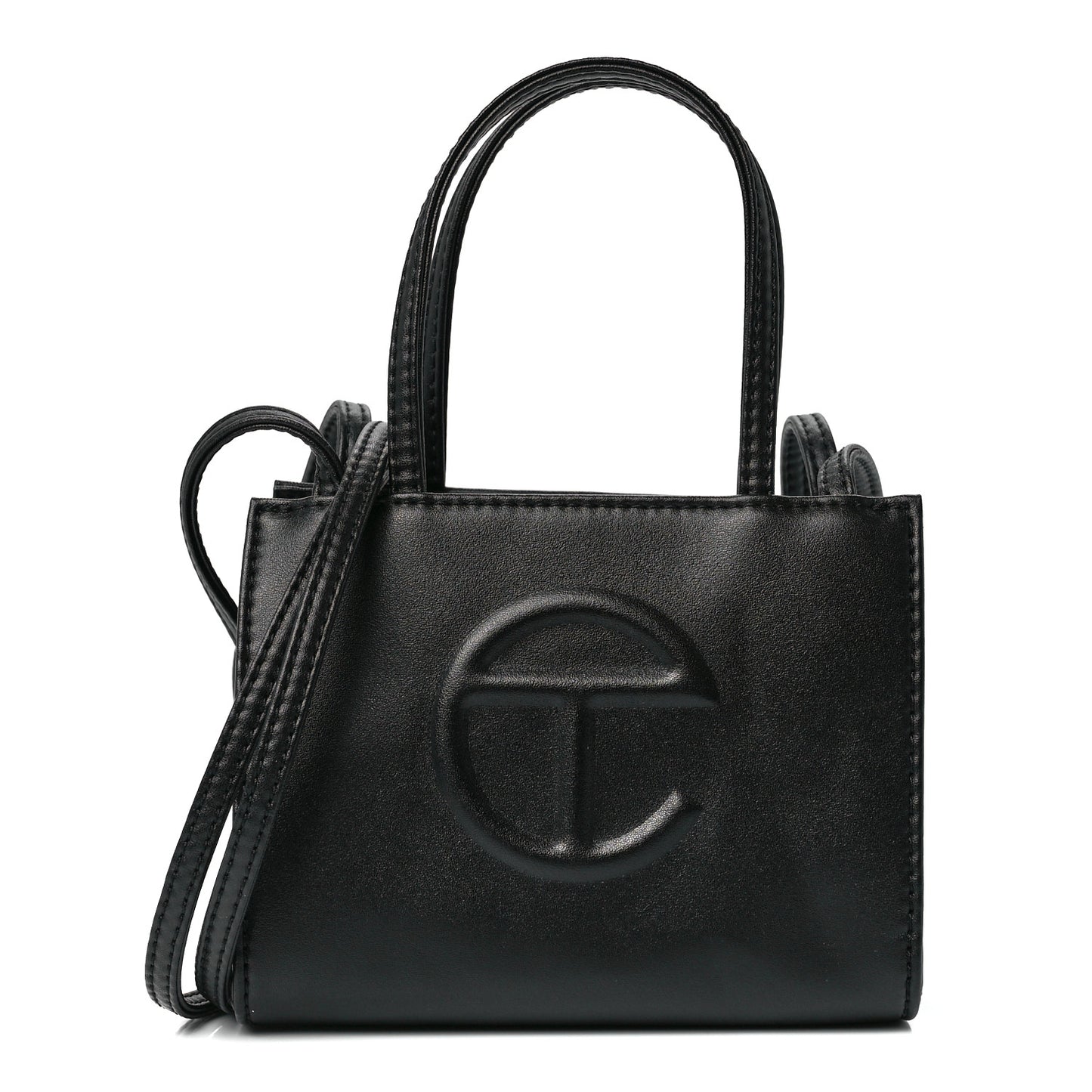 Vegan Leather Small Shopping Bag Black