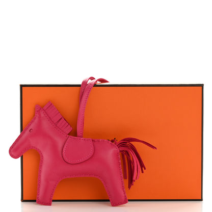 Hermes Milo Lambskin Grigri Rodeo Horse Bag Charm MM Rose Mexico 4 of 4