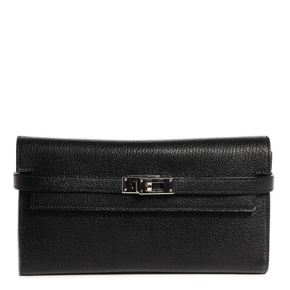 Hermes Chèvre Mysore Kelly Longue Wallet Black 1 of 15