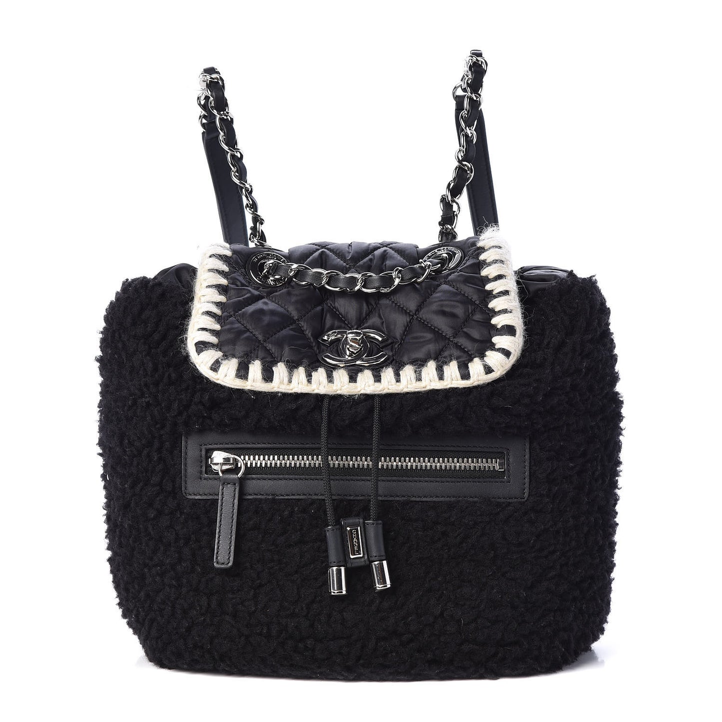 Wool Nylon Quilted Coco Neige Backpack Black