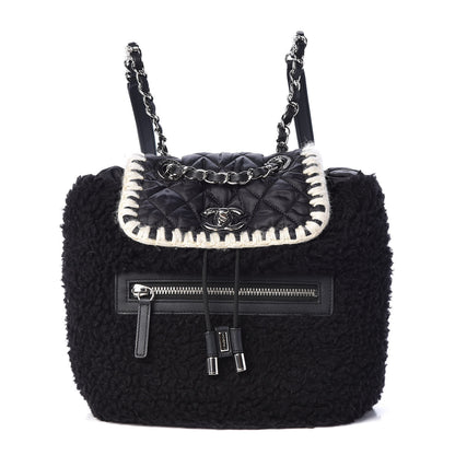 Chanel Wool Nylon Quilted Coco Neige Backpack Black 1 of 10