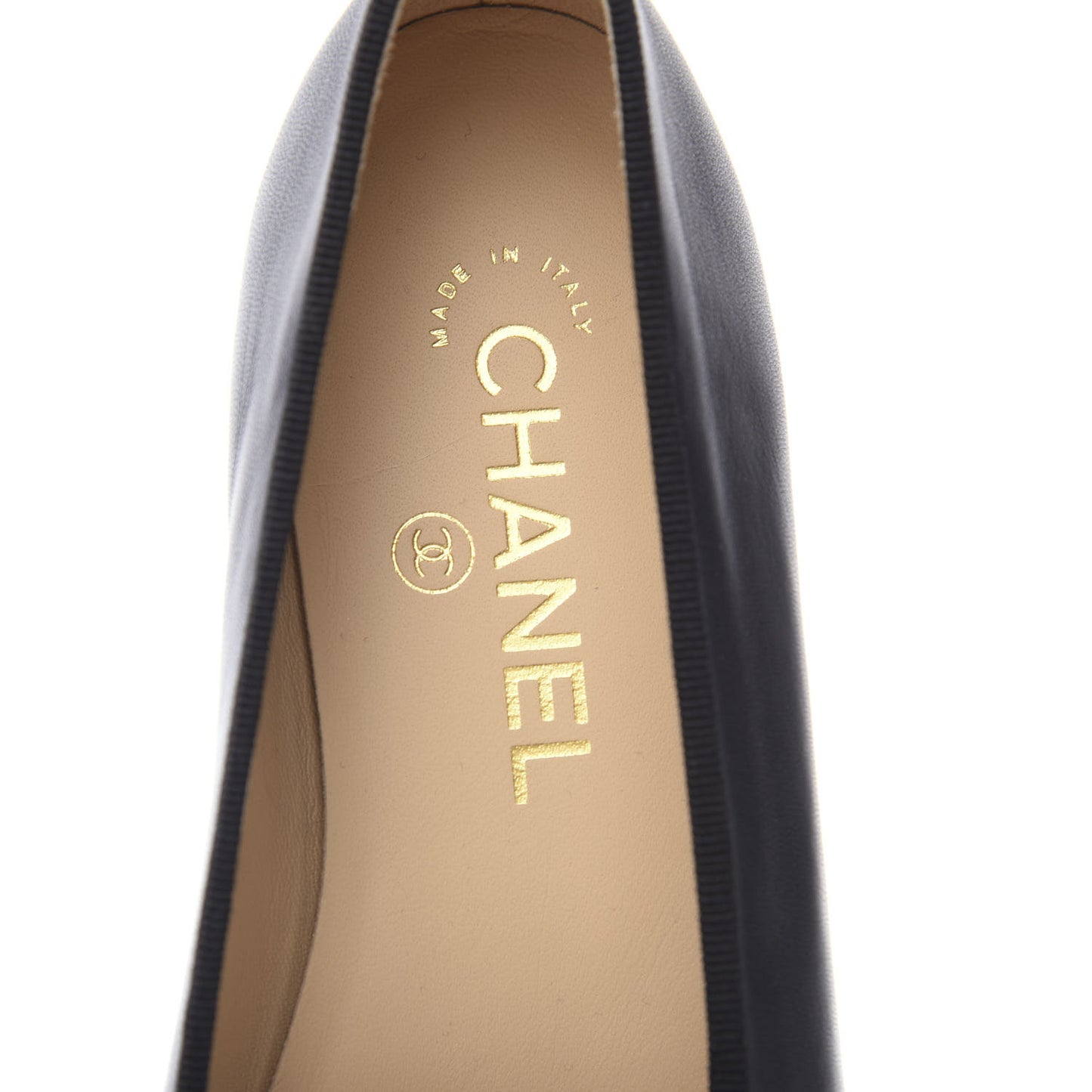 Lambskin Patent Cap Toe Ballerina Flats 37.5 Black
