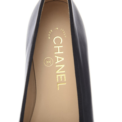 Chanel Lambskin Patent Cap Toe Ballerina Flats 37.5 Black 5 of 8