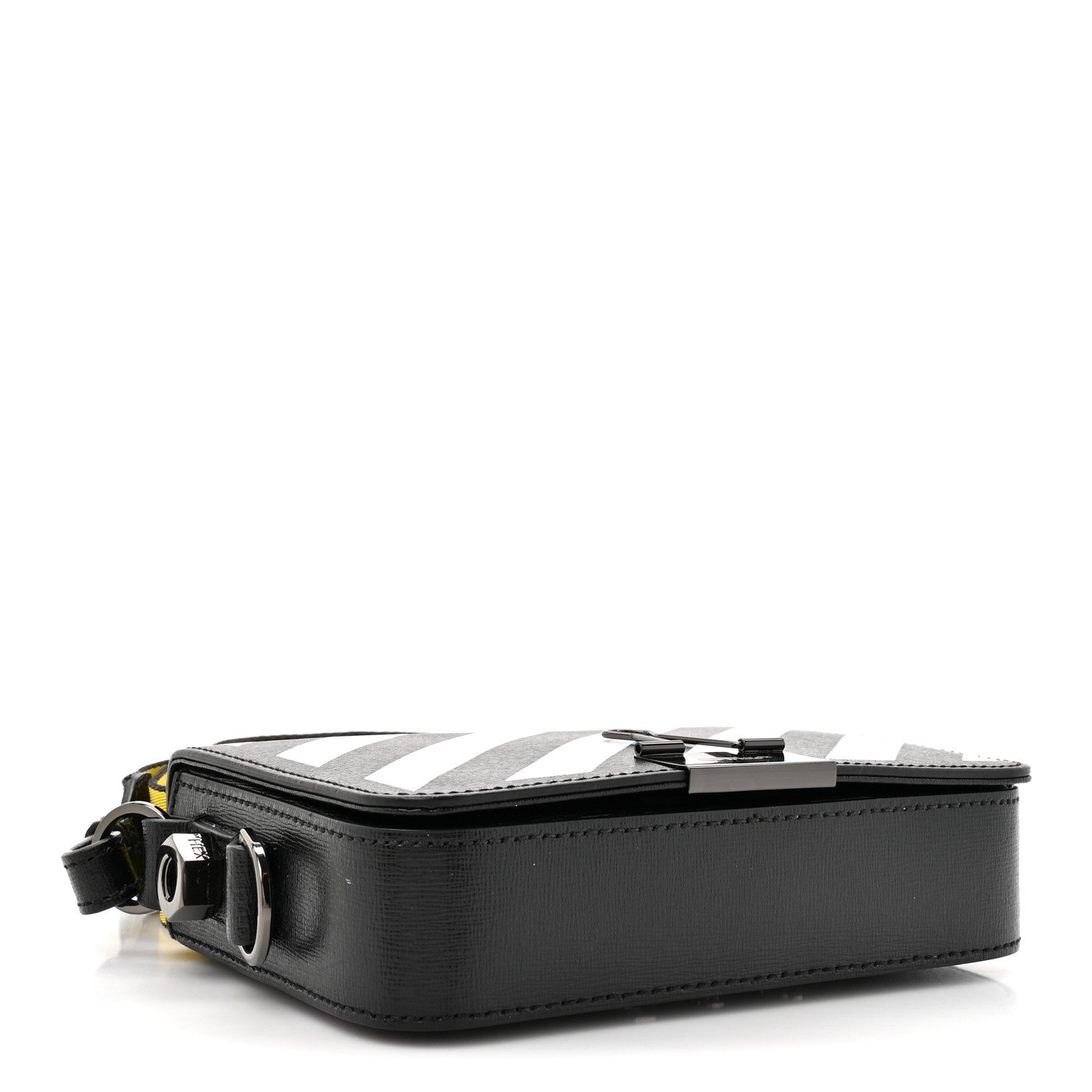 Off-White Saffiano Striped Mini Diag Binder Clip Bag Black White