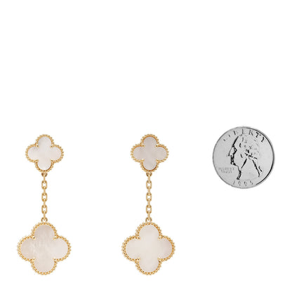 Van Cleef & Arpels VAN CLEEF & ARPELS 18K Yellow Gold Mother of Pearl 2 Motifs Magic Alhambra Earrings 2 of 5