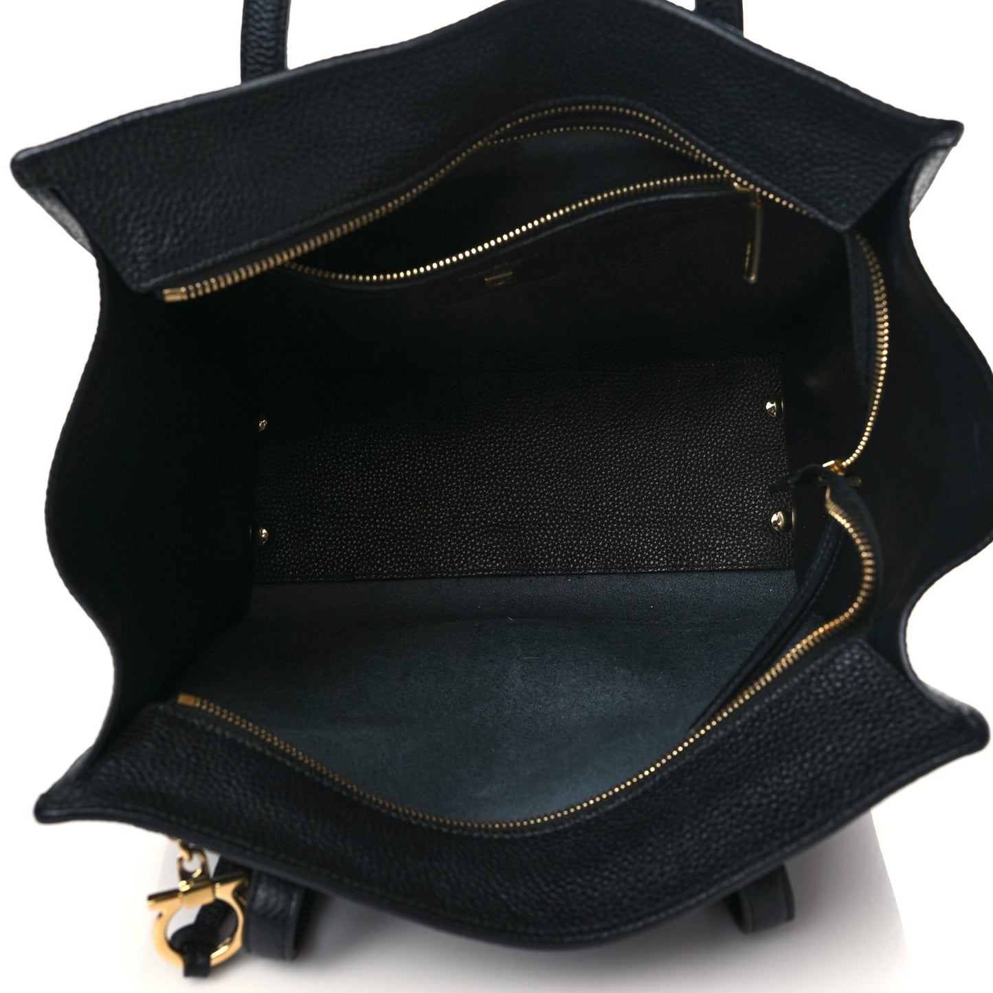 Hammered Calfskin Double Handle Small Amy Tote Black