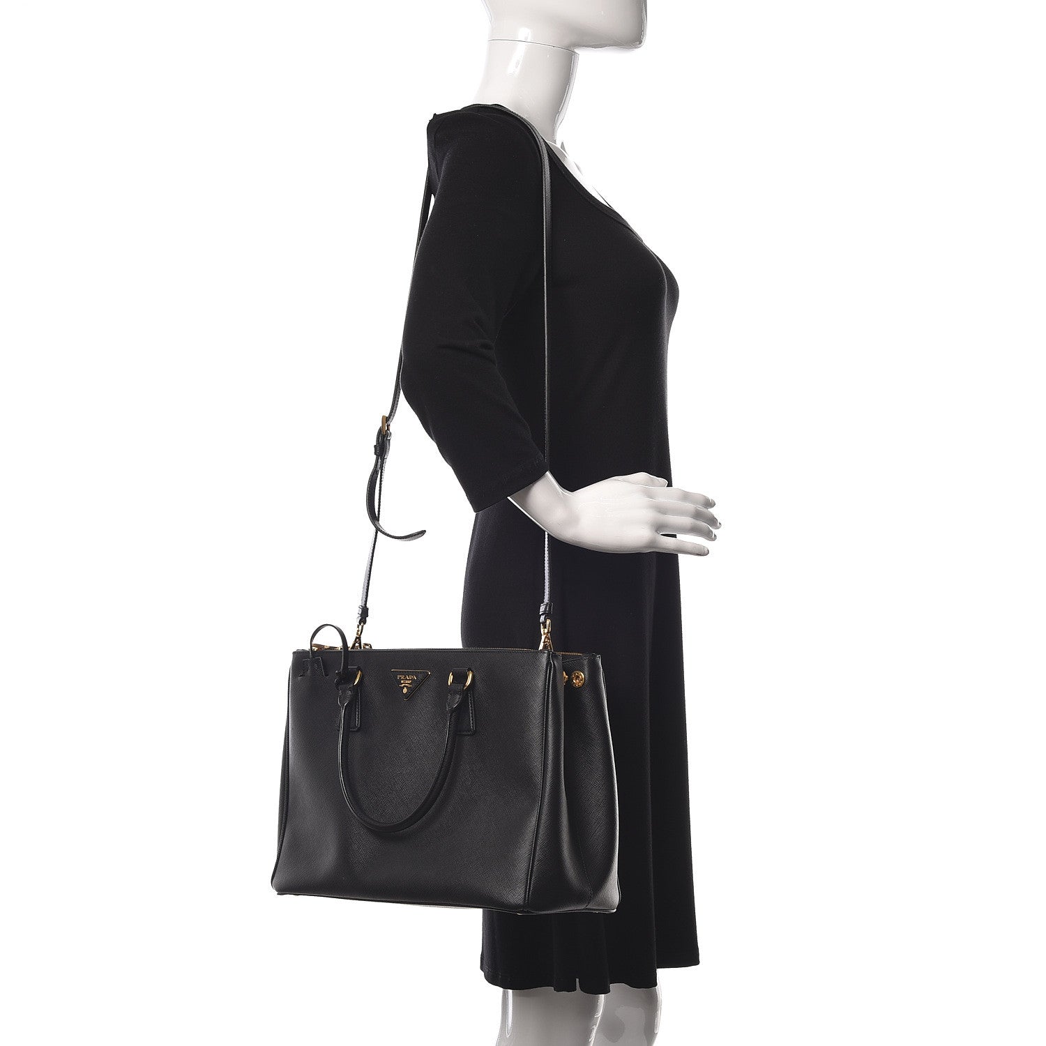 Prada Saffiano Medium Galleria Double Zip Tote Black 2 of 9