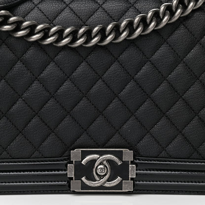 Chanel Goatskin Quilted Patent New Medium Duo Boy Flap Black 7 of 10