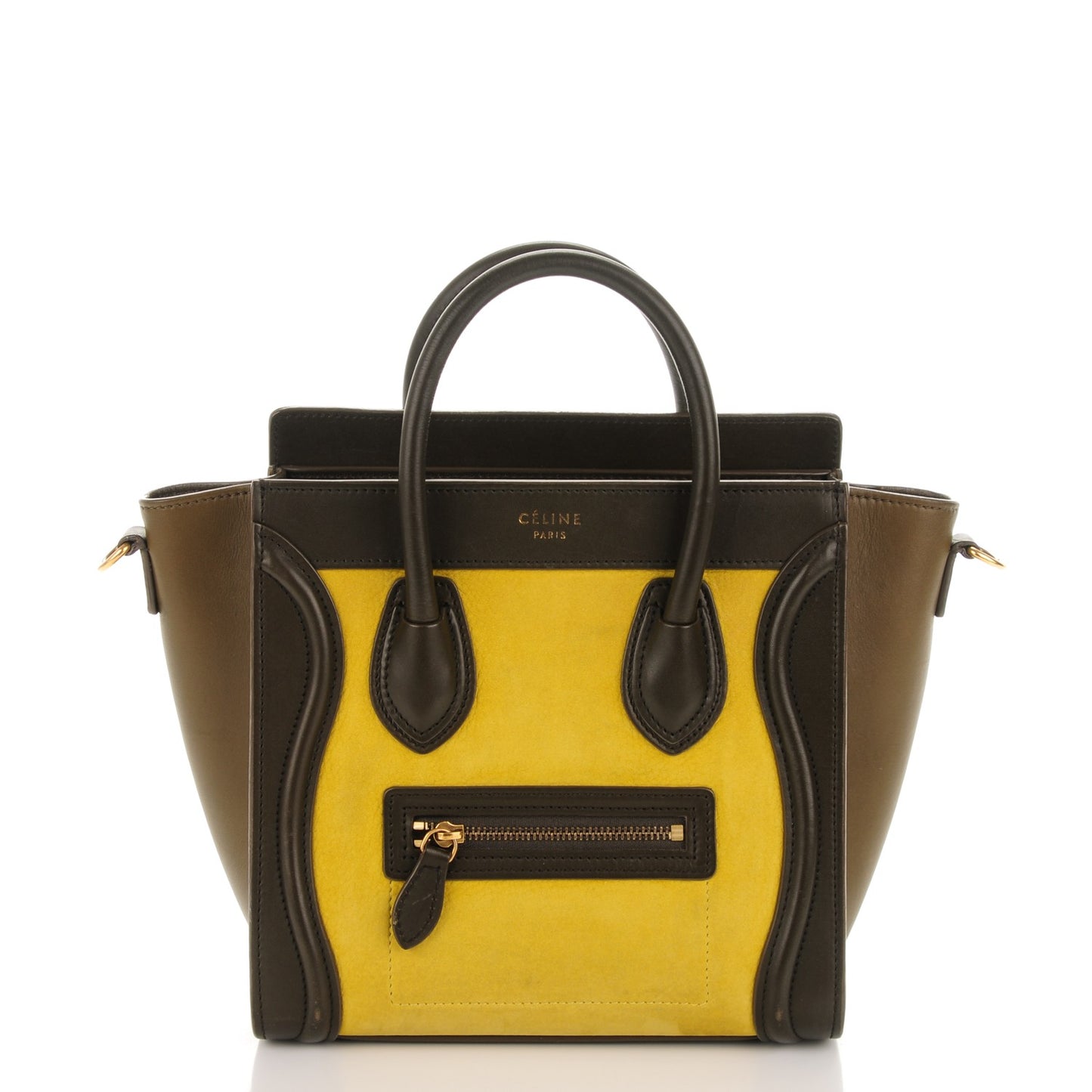 Nubuck Smooth Calfskin Nano Tri-Color Luggage Chartreuse