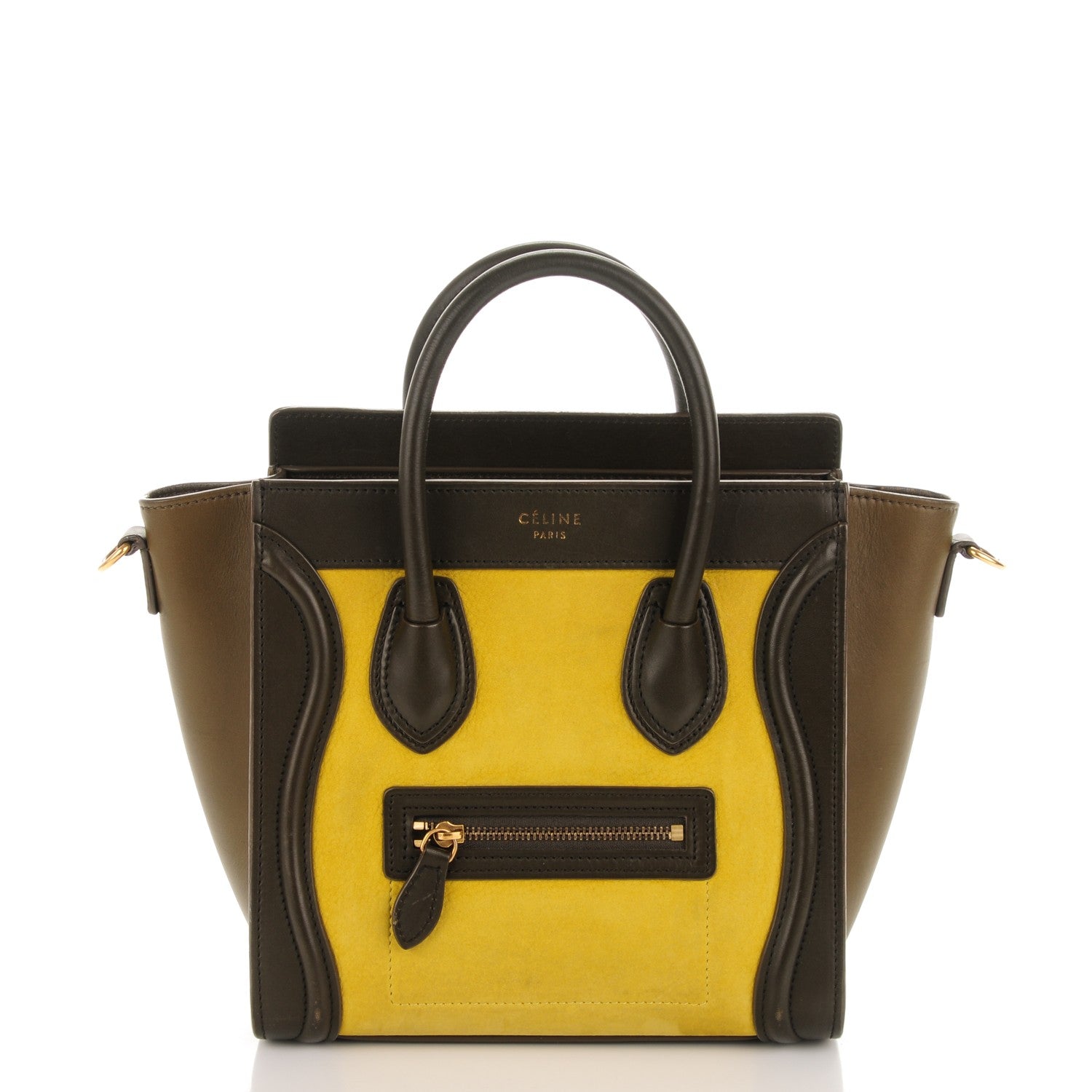 Celine Nubuck Smooth Calfskin Nano Tri-Color Luggage Chartreuse 1 of 6