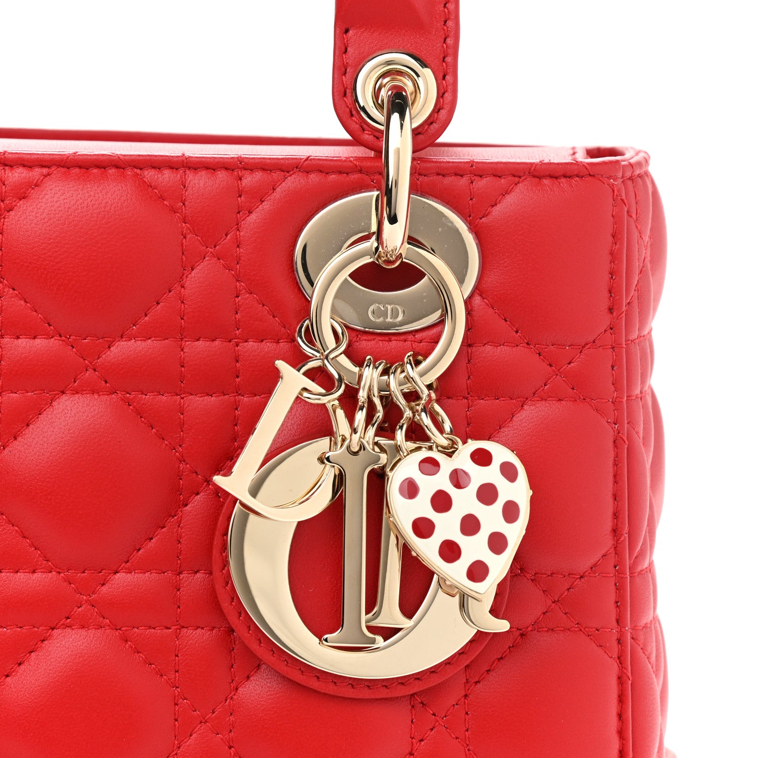 Christian Dior Lambskin Cannage Small My ABCDior Lady Dior Red 7 of 9