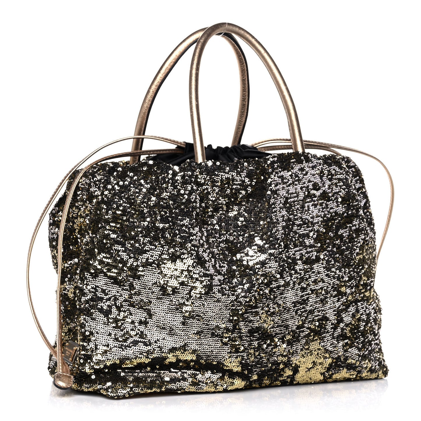 Sequin Embellished Drawstring Tote Gold