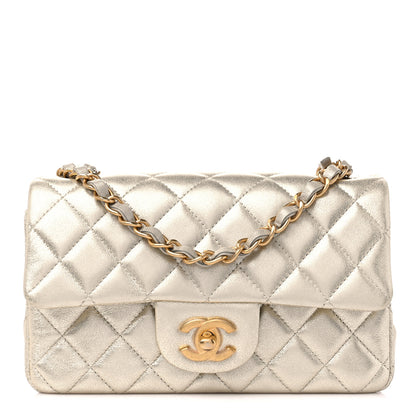 Chanel Metallic Lambskin Quilted Mini Rectangular Flap Gold 1 of 9