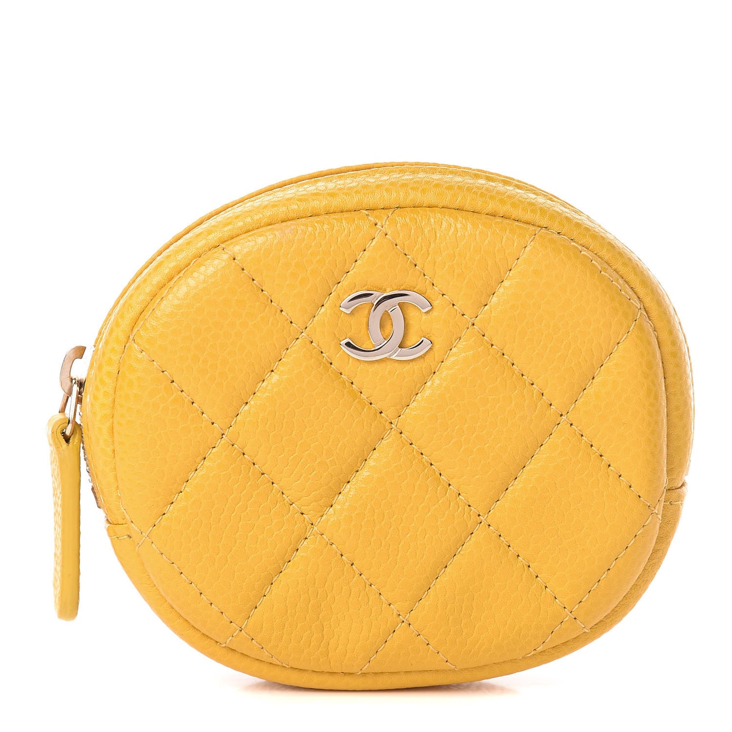 Caviar Quilted Zip Around Classic Coin Purse Yellow