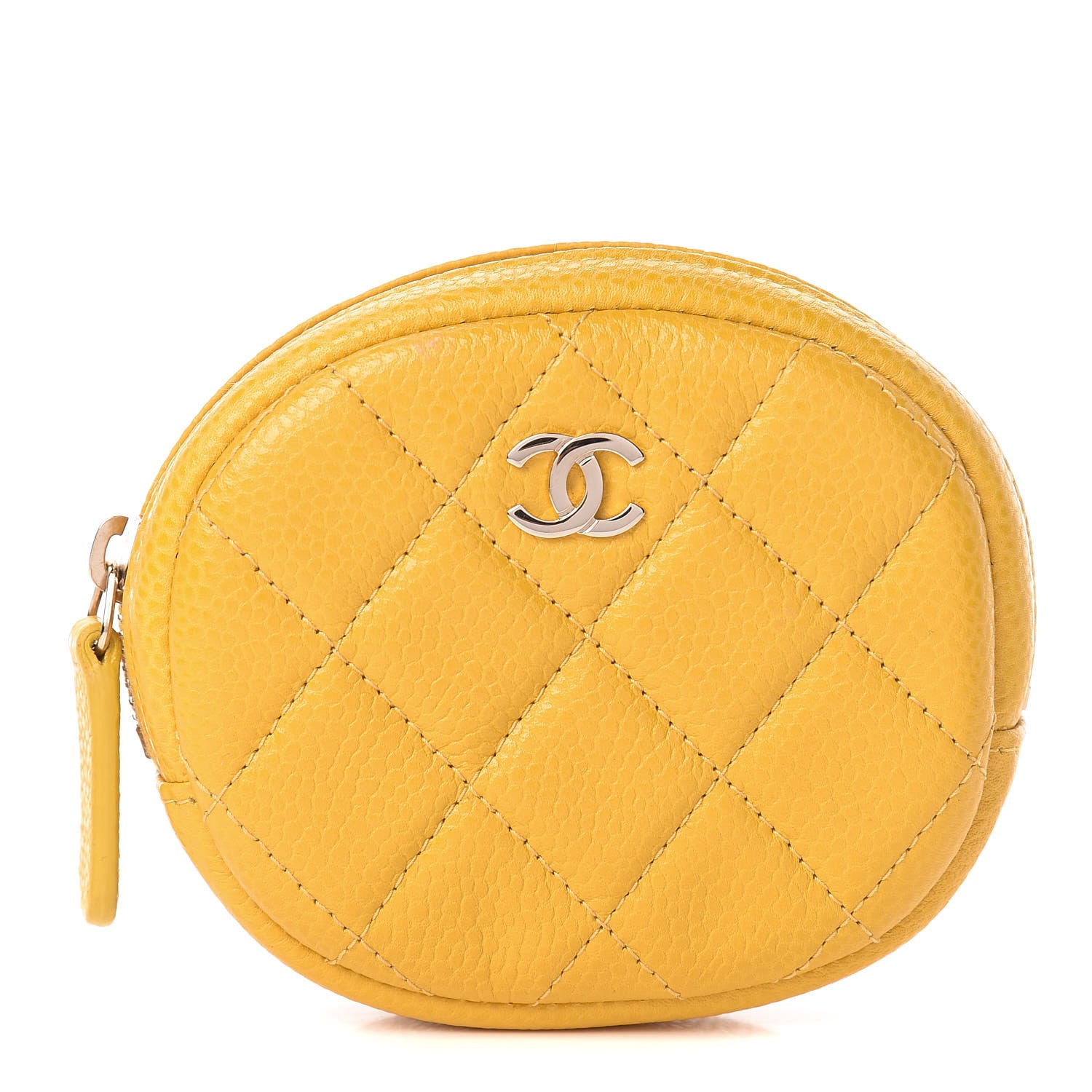 Chanel Caviar Quilted Zip Around Classic Coin Purse Yellow 1 of 8