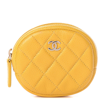 Chanel Caviar Quilted Zip Around Classic Coin Purse Yellow 1 of 8