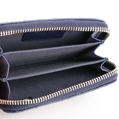 Chanel Caviar Chevron Quilted Zip Around Coin Purse Navy Blue 5 of 7