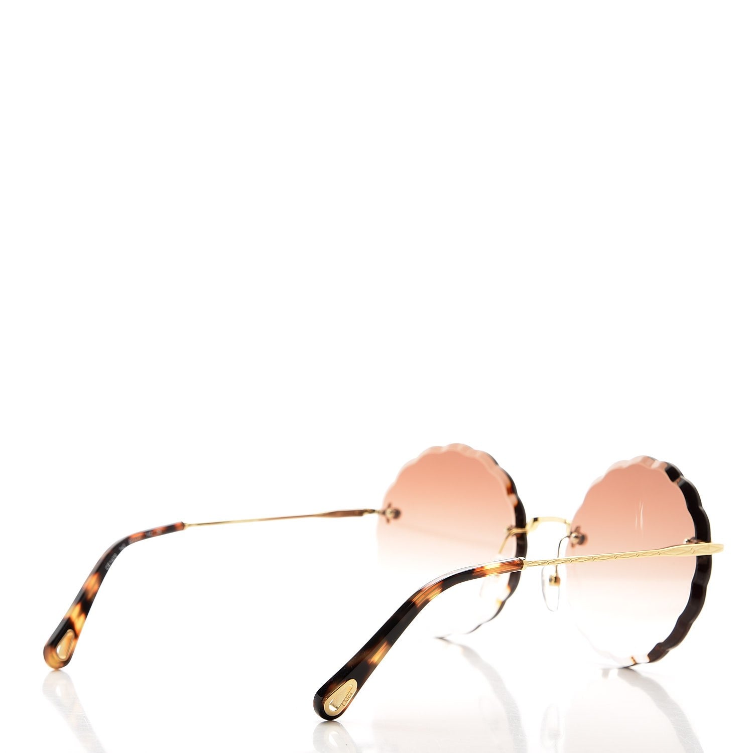 Chloe Rosie Bevelled Round Sunglasses CE142S Gold Gradient Brown 4 of 7