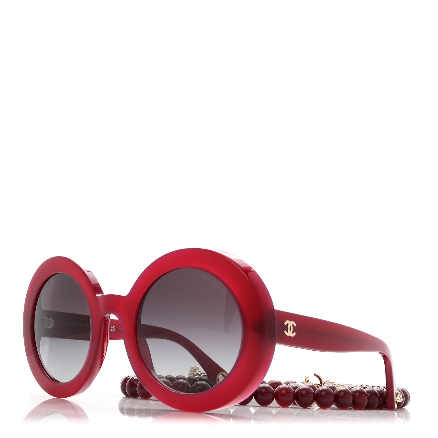Acetate Round Chain Sunglasses 5489-A Burgundy