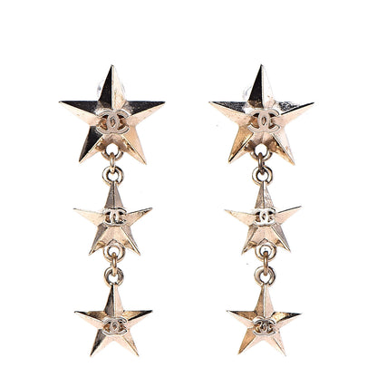 Chanel Metal CC Triple Star Drop Earrings Gold 1 of 5