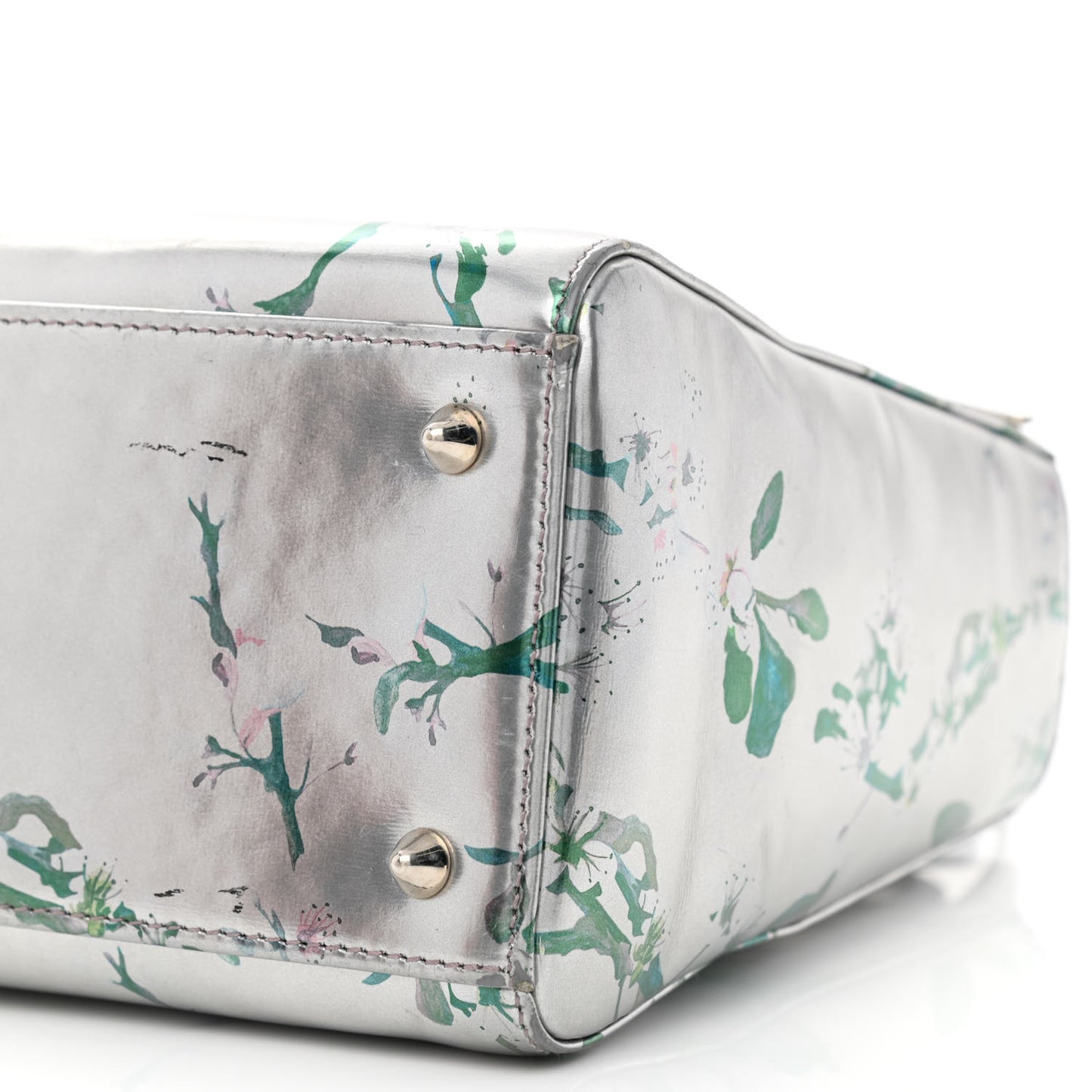 Metallic Patent Floral Printed Medium Lady Dior