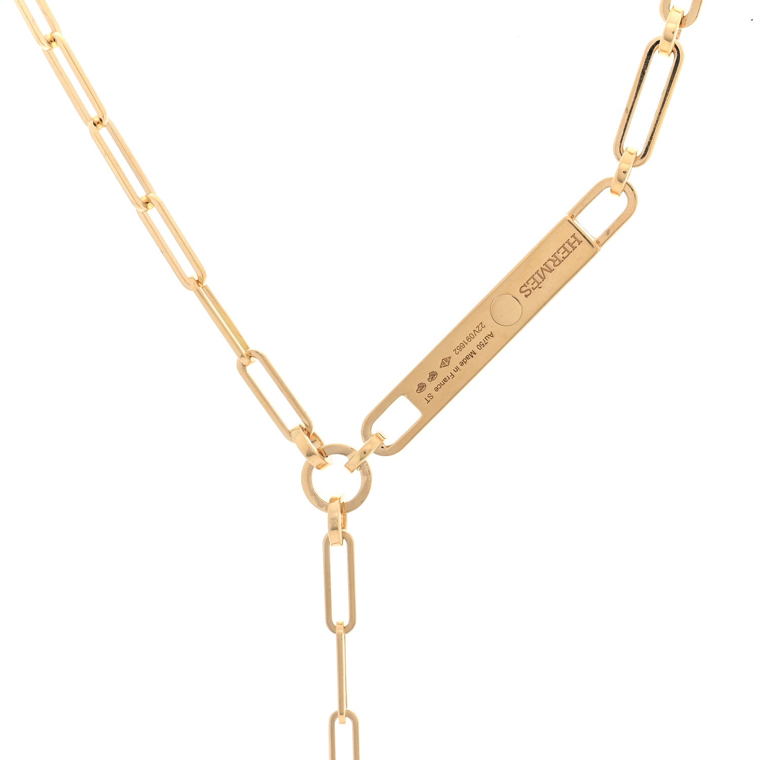 Hermes 18K Rose Gold Diamond Pave PM Kelly Chaine Lariat Necklace ST 7 of 7