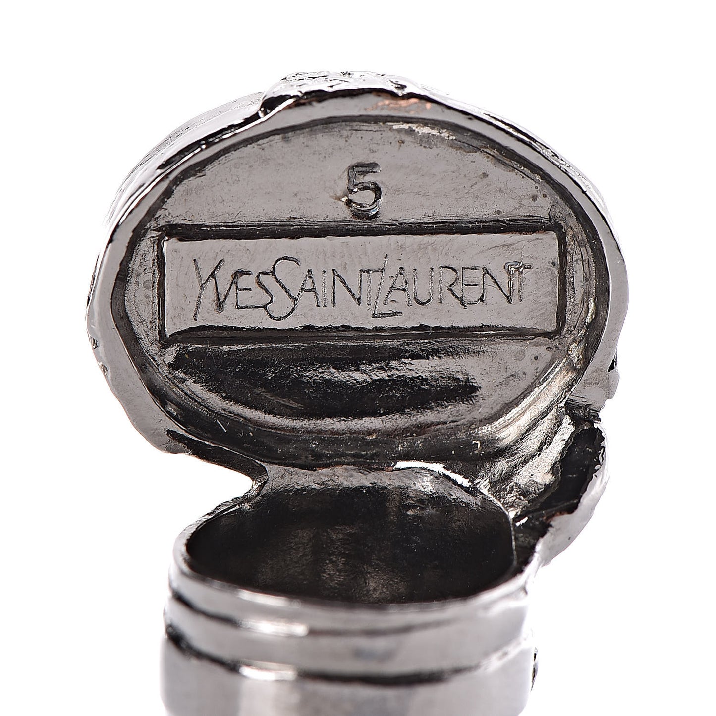 Glass Cabochon Gunmetal Arty Ovale Ring 5 Black