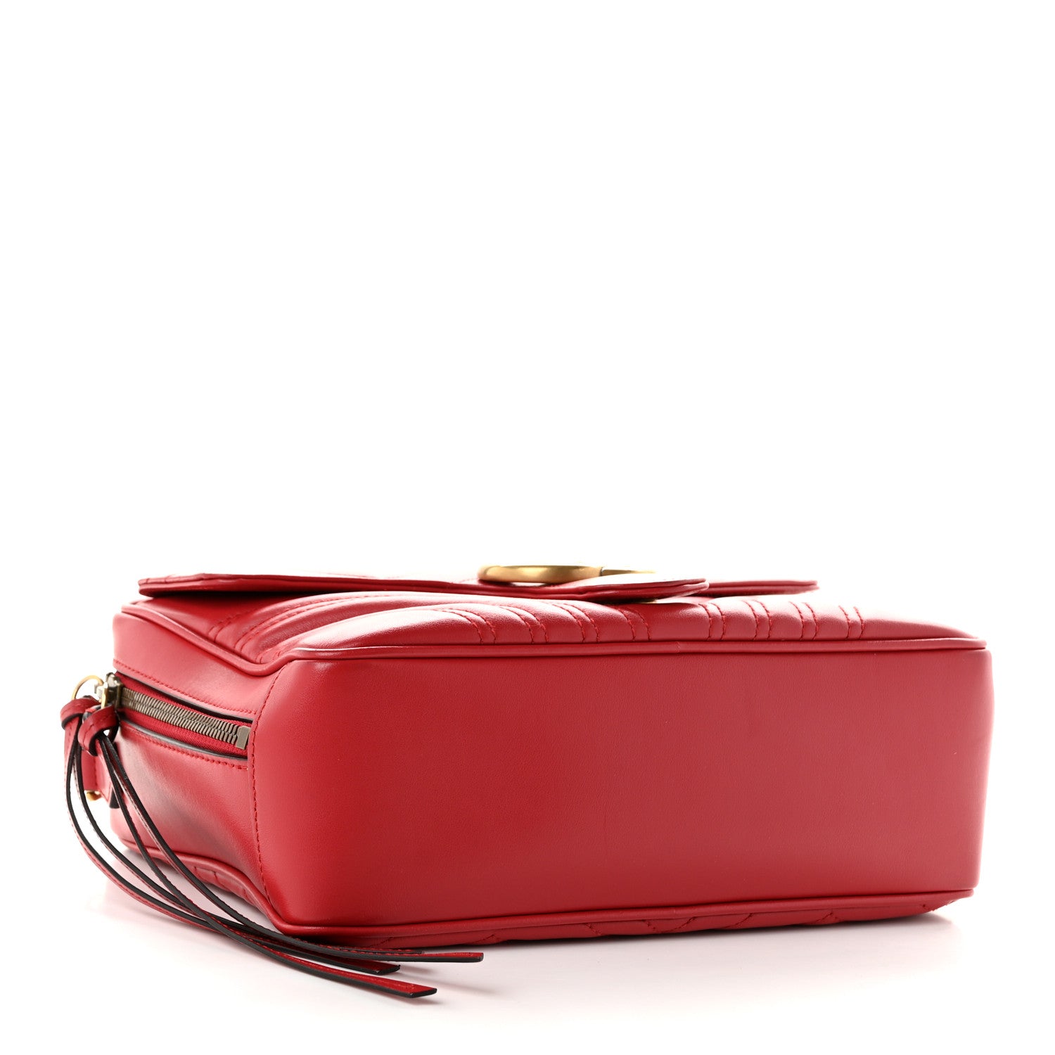 Gucci Calfskin Matelasse Sylvie Web Small GG Marmont Top Handle Shoulder Bag Hibiscus Red 4 of 13