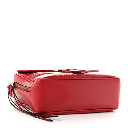 Gucci Calfskin Matelasse Sylvie Web Small GG Marmont Top Handle Shoulder Bag Hibiscus Red 4 of 13