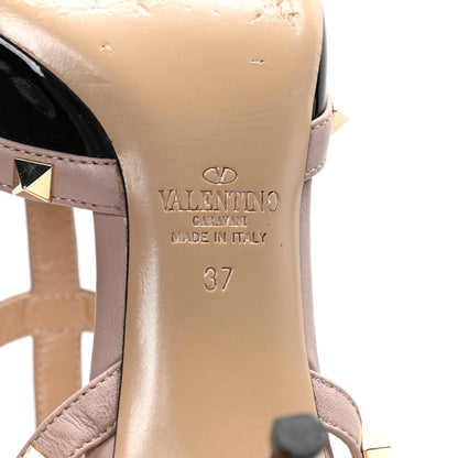 Valentino Garavani Patent Nappa Rockstud Ankle Strap 65mm Pumps 37 Black Poudre 8 of 9
