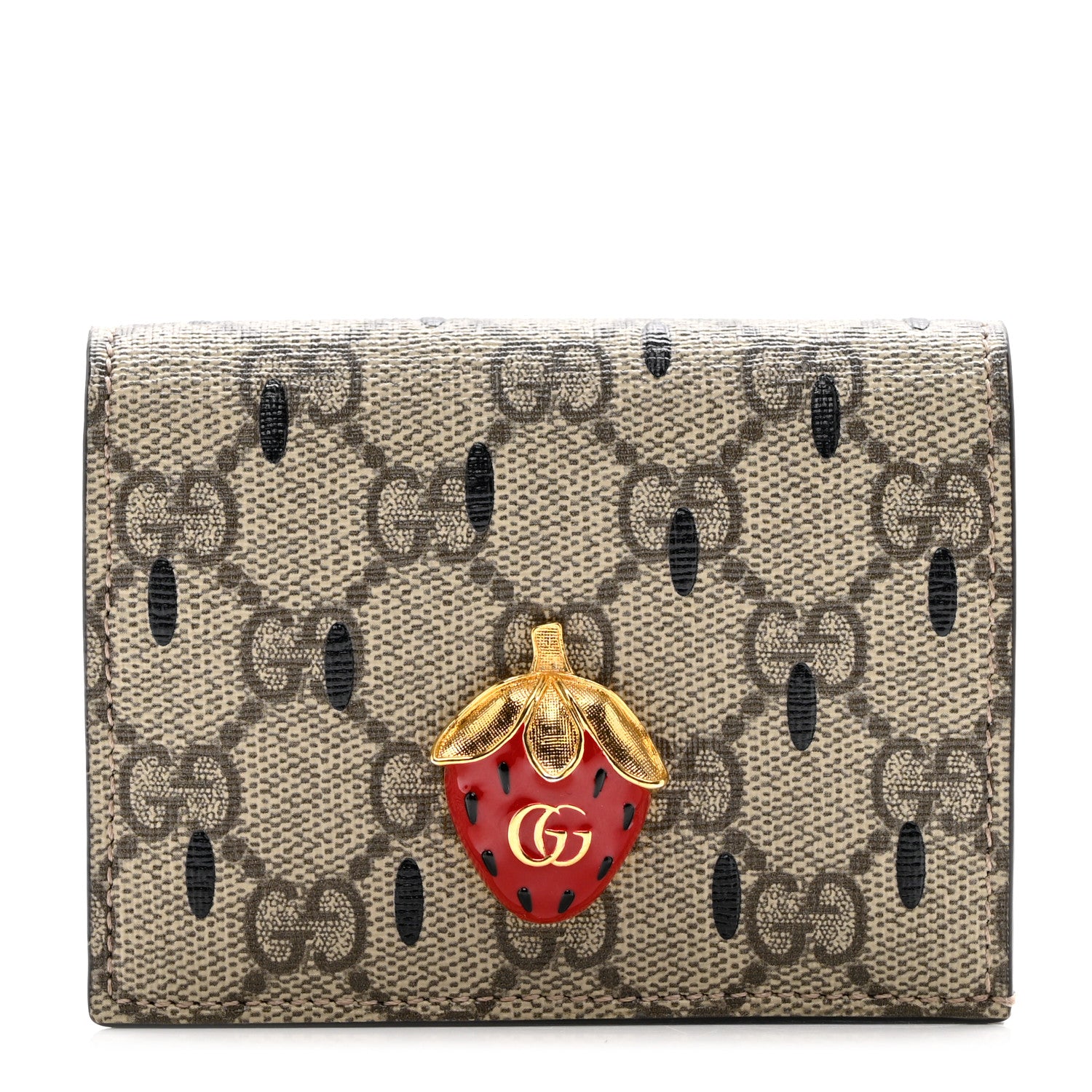 Gucci GG Supreme Monogram Double G Strawberry Card Case 1234898