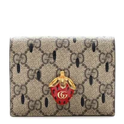 Gucci GG Supreme Monogram Double G Strawberry Card Case 1 of 7