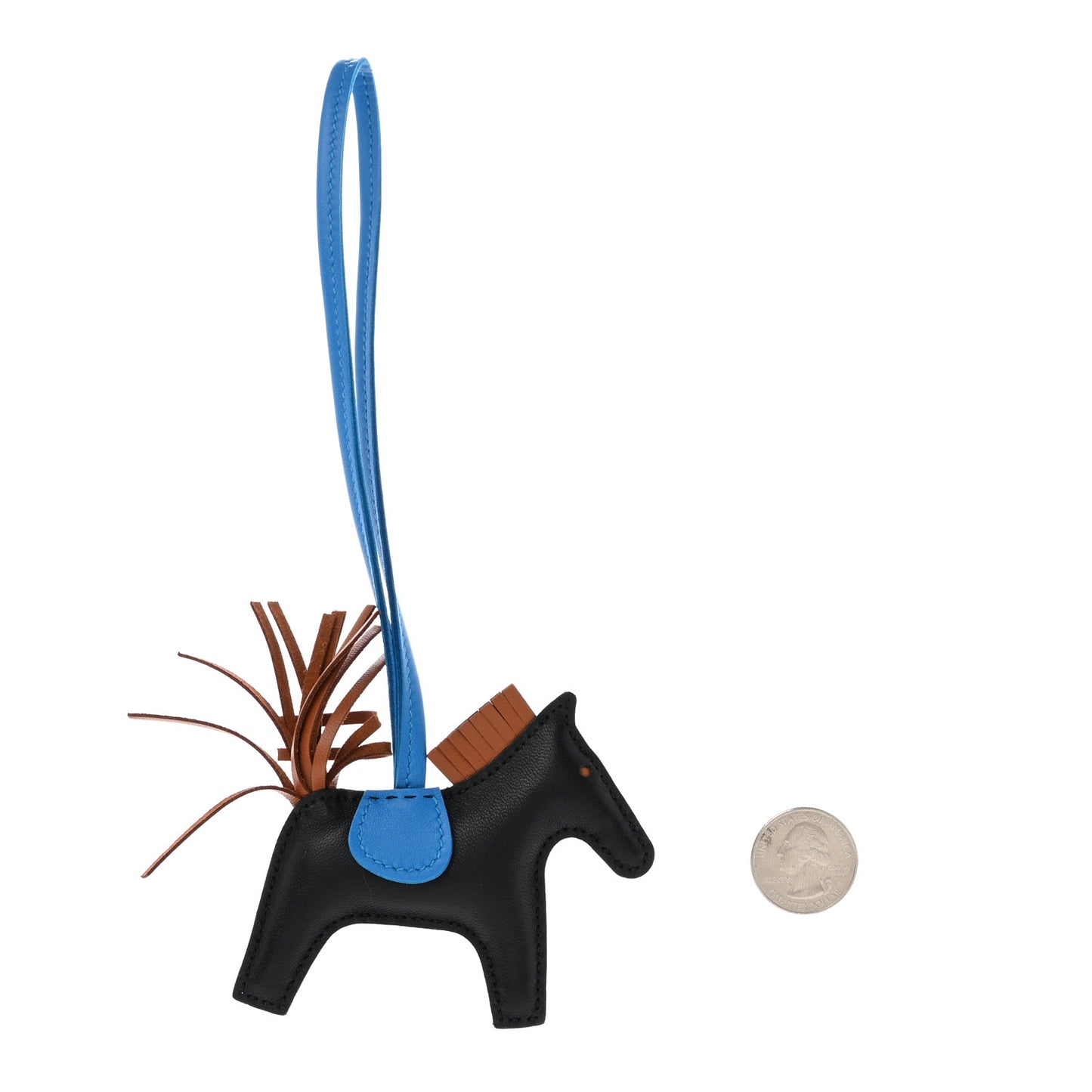 Milo Lambskin Grigri Rodeo Horse Bag Charm PM Black Gold Bleu Zanzibar