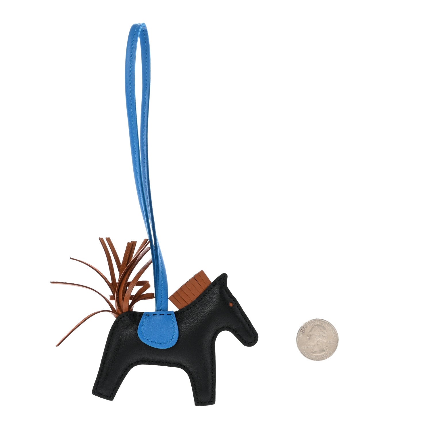 Hermes Milo Lambskin Grigri Rodeo Horse Bag Charm PM Black Gold Bleu Zanzibar 2 of 5