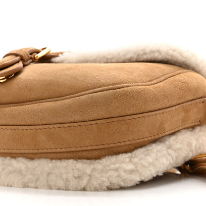 Christian Dior Suede Shearling Medium Bobby Flap Natural 9 of 9