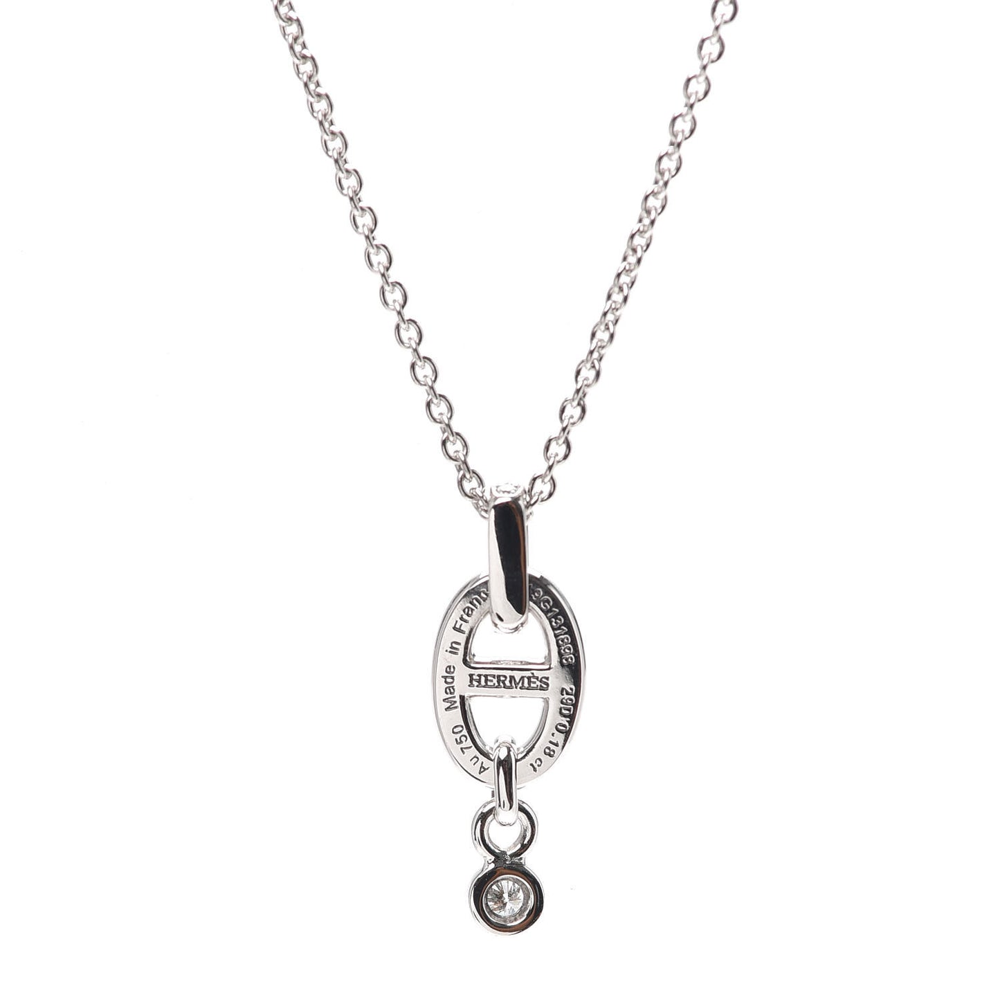 18K White Gold Diamond PM Chaine d'Ancre Enchainee Necklace