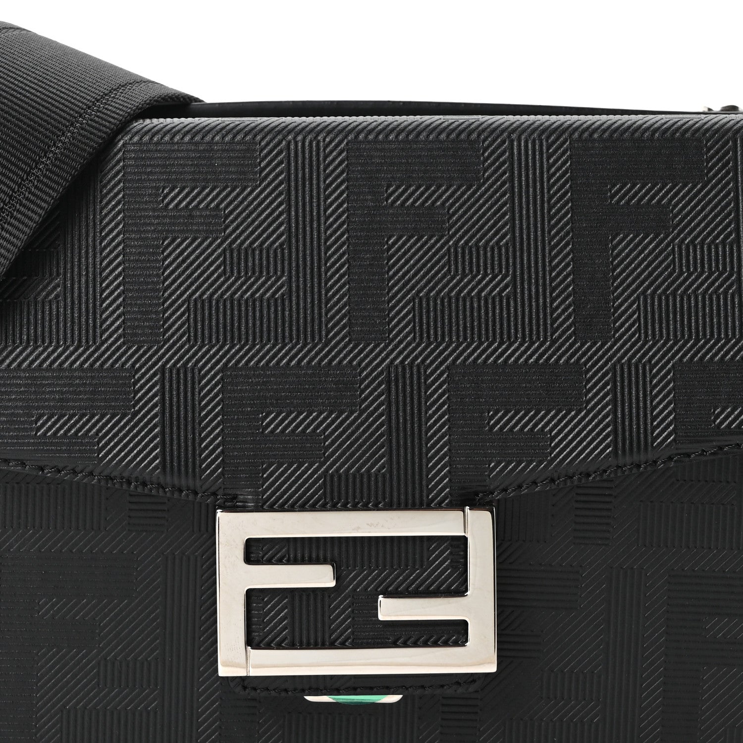 Fendi Vitello King FF Lines Embossed Baguette Soft Trunk Black 14 of 19