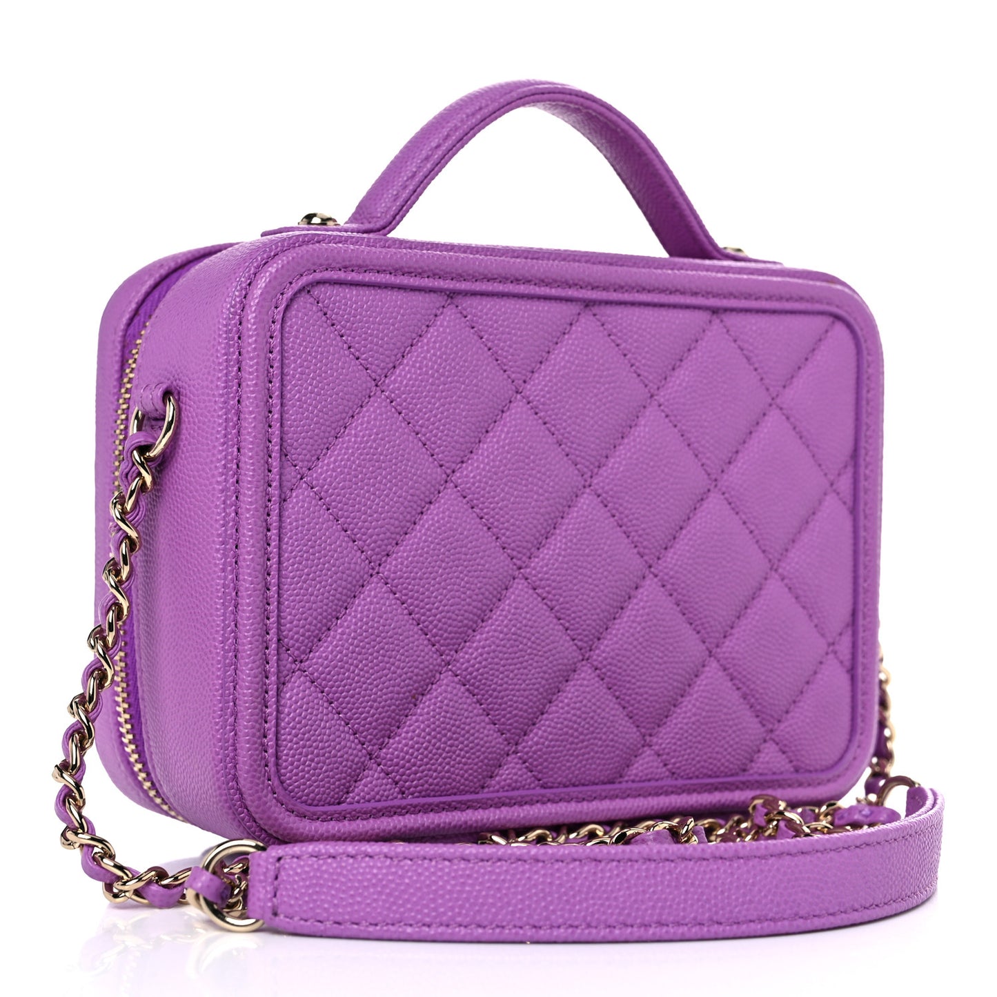 Caviar Quilted Small CC Filigree Vanity Case Purple