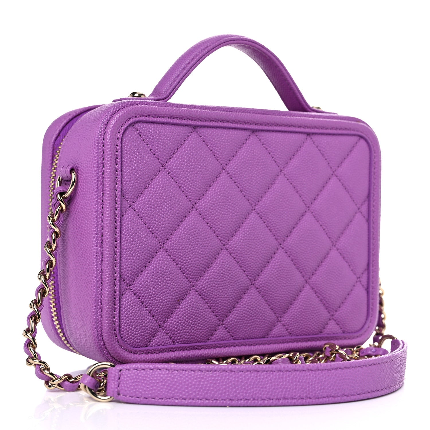 Chanel Caviar Quilted Small CC Filigree Vanity Case Purple 3 of 10