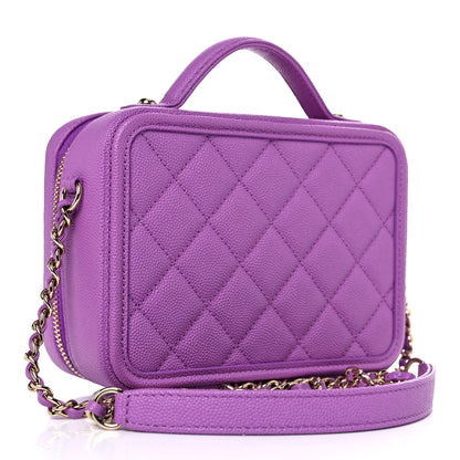 Chanel Caviar Quilted Small CC Filigree Vanity Case Purple 3 of 10